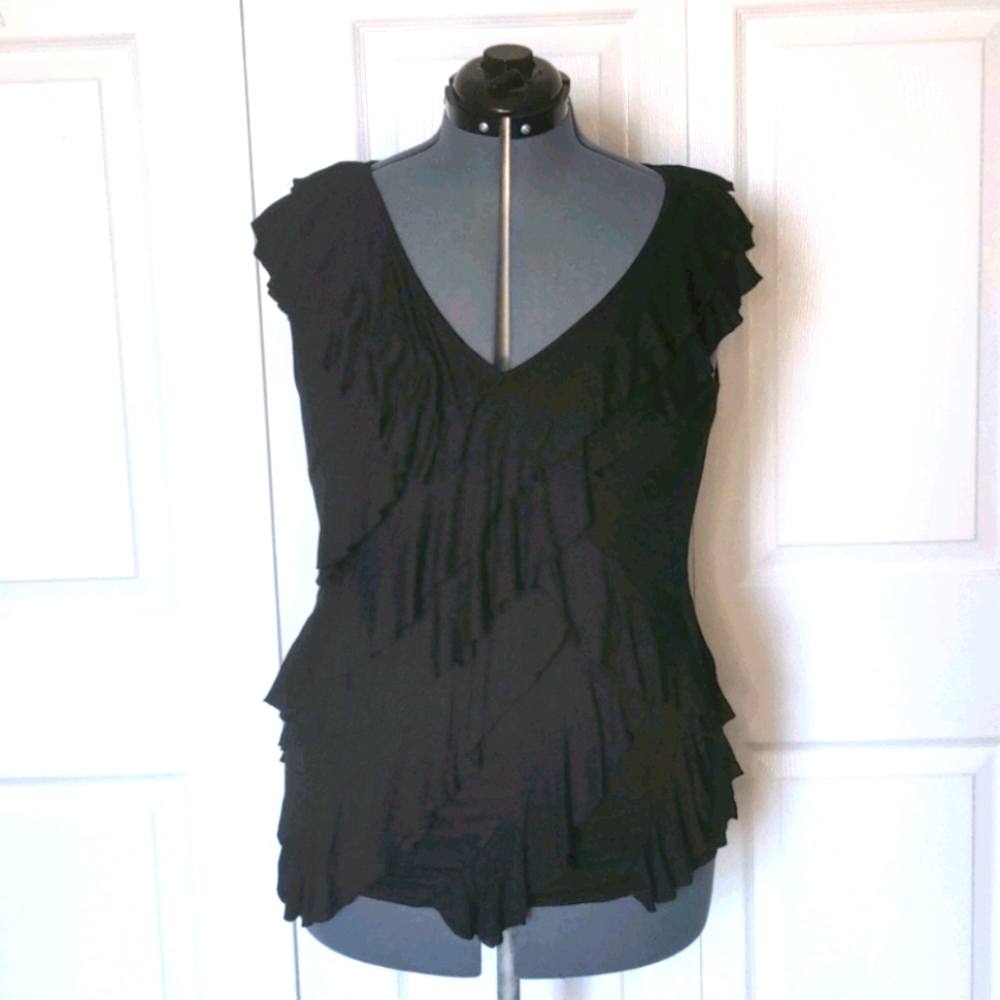 Calvin Klein Ruffled Black Tank Top